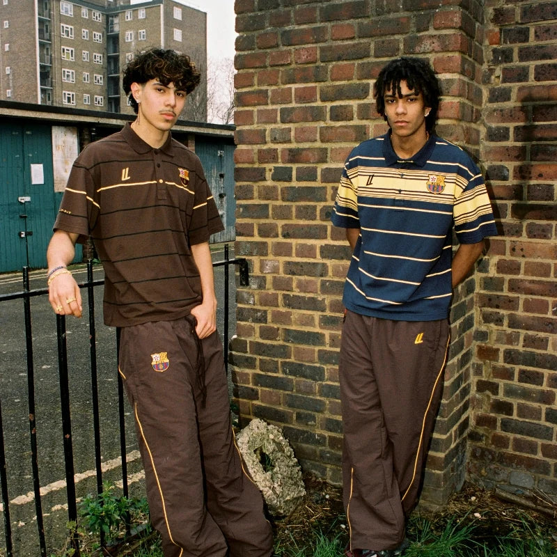 Y2k Retro Harajuku T Shirt Two Color Embroidered Logo Striped Patchwork Barca Polo Shirt Trendy Hiphop Men Women Oversized Tops - Matrix-studios.com