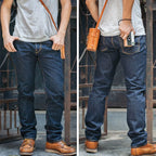 Red Tornado 16oz Slim Straight Fit Jeans Rinsed Pink Selvedge Denim Straight Leg Pants - Matrix Studios