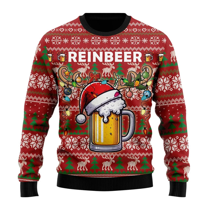Fashion Beer Ugly Christmas Sweater For Women Clothes Hip Hop Bar Party Men Sweatshirts Casual Male Pullovers Beers Tracksuit - Matrix Studios