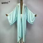 WINYI Kimono Boho Monocolour Kaftans Beach Wear Elegant Купальник Holiday Beach Outfits for Women Cover Ups Comfortable Dress - Matrix Studios