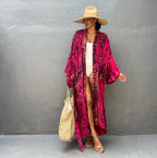 Long Kimono Swimsuit Cover up for Women Stylish Tie Dye Open Front Beach Outfits Bathing Suit - Matrix Studios