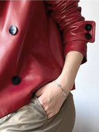Modigirl Autumn Winter Red Faux Leather Jackets Women 2024 New Outwear Long Sleeves PU Leather Short Coats Outwear for Female - Matrix Studios
