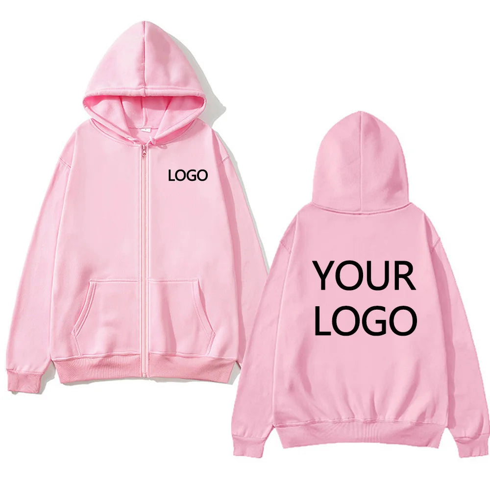 DIY Personalised customised logo, men's street hoodie, zip front sports sweatshirt, women's casual knitted hoodie, couple's gift - Matrix Studios