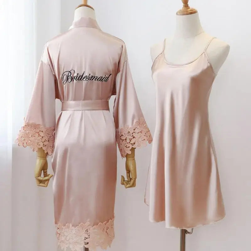 Sexy Women Home Dressing Gown Intimate Lingerie Lace Bride Wedding Robe Set Nightwear Casual Sleepwear Kimono Bathrobe Gown - Matrix-studios.com