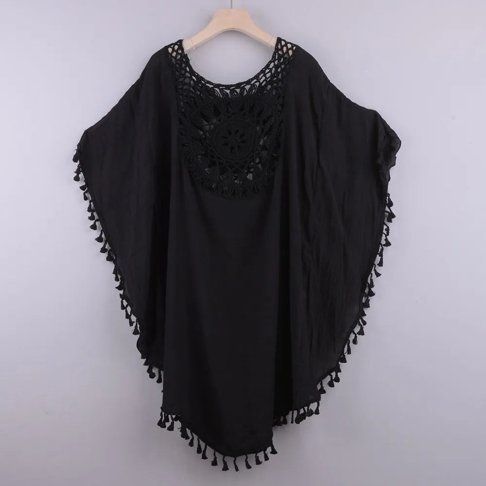 Fashion Knitted Sunflower Beach Cover Up Large Size Hollow Out Bathing Suit Fringe Tunic Beachwear Women - Matrix Studios