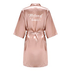 Rose Gold Satin Team Bride Bridesmaid Robe Wedding Bathrobe Gown Women Dressing Sleepwear Mother Maid of Honor Kimono - Matrix-studios.com