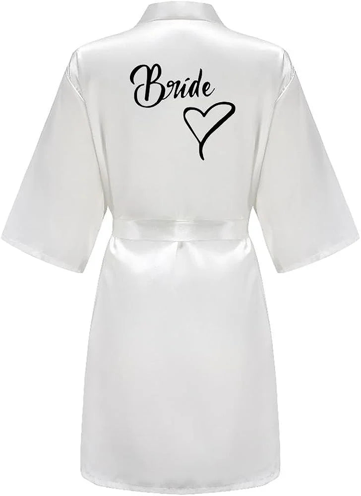 Women Silk Satin Short Night Printing Robe Kimono Robe Fashion Bath Robe Sexy Bathrobe Femme Wedding Bride Bridesmaid M024