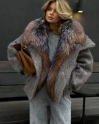 CXFS 2026 New Winter Fashion Wool Coat Splicing Down Jacket Lining With Oversized Fox Fur Collar Thick Warm Women's Coat - Matrix Studios