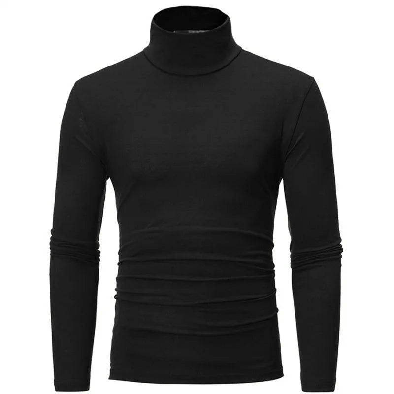 Autumn  Winter Men's High Neck T-shirt Slim Fit Fashion High Elastic Long Sleeve Casual Breathable Apparel Pullover - Matrix Studios
