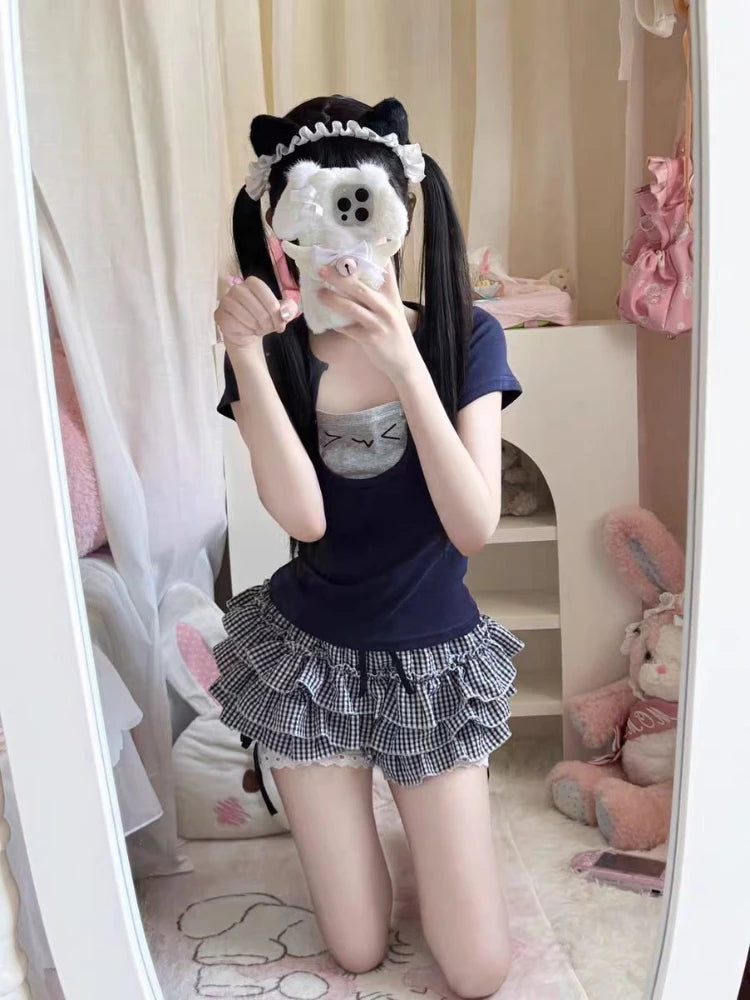 Embroidered Shoulder Polo Neck Short Sleeve T-shirt Female Summer Design Hot Girl Vintage Preppy Style Short Thin Tees Outfits - Matrix-studios.com
