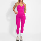 Women's Yoga Set Bum Balance Fitted Halter Tops & Shaping Pants 2pcs Yoga Sportwear Workout Gym Clothing High Waist Leggings Set - Matrix-studios.com