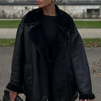 Winter Women's Black Faux Leather Jacket Warm Streetwear Outwear Solid Elegant Warmth 2026 PU Coat for Ladies Jackets Coat Tops - Matrix Studios