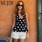 MUJER Polka Dot Halter Tops for Women Sexy Backless Tank Top Women Summer Sleeveless Tops Woman off Shoulder Camisole Women Tops - Matrix-studios.com