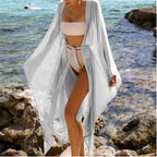 Women Transparent Kimono Golden Beach Cover Up Long Dress Swimwear Bathing Suit Beachwear Cardigan Summer Robe De Plage - Matrix Studios