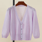 Summer Cardigan Women Crochet Top Long Sleeve Outerwear Bolero Woman Knitted Ladies Sweaters Female V-neck Clothing Cropped Slim - Matrix Studios