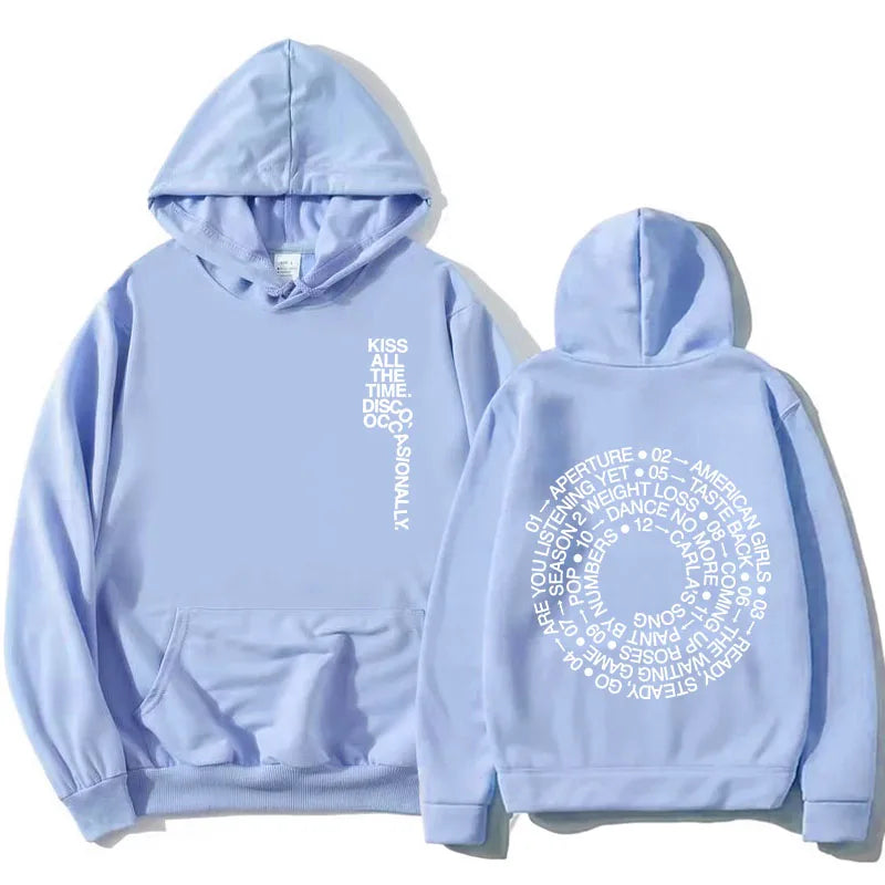 HarryStyles KISS ALL THE TIME. DISCO, OCCASIONALLY.  Hoodies Album Design Graphic Print Sweatshirts Women Clothing Fleece Hoodie - Matrix Studios