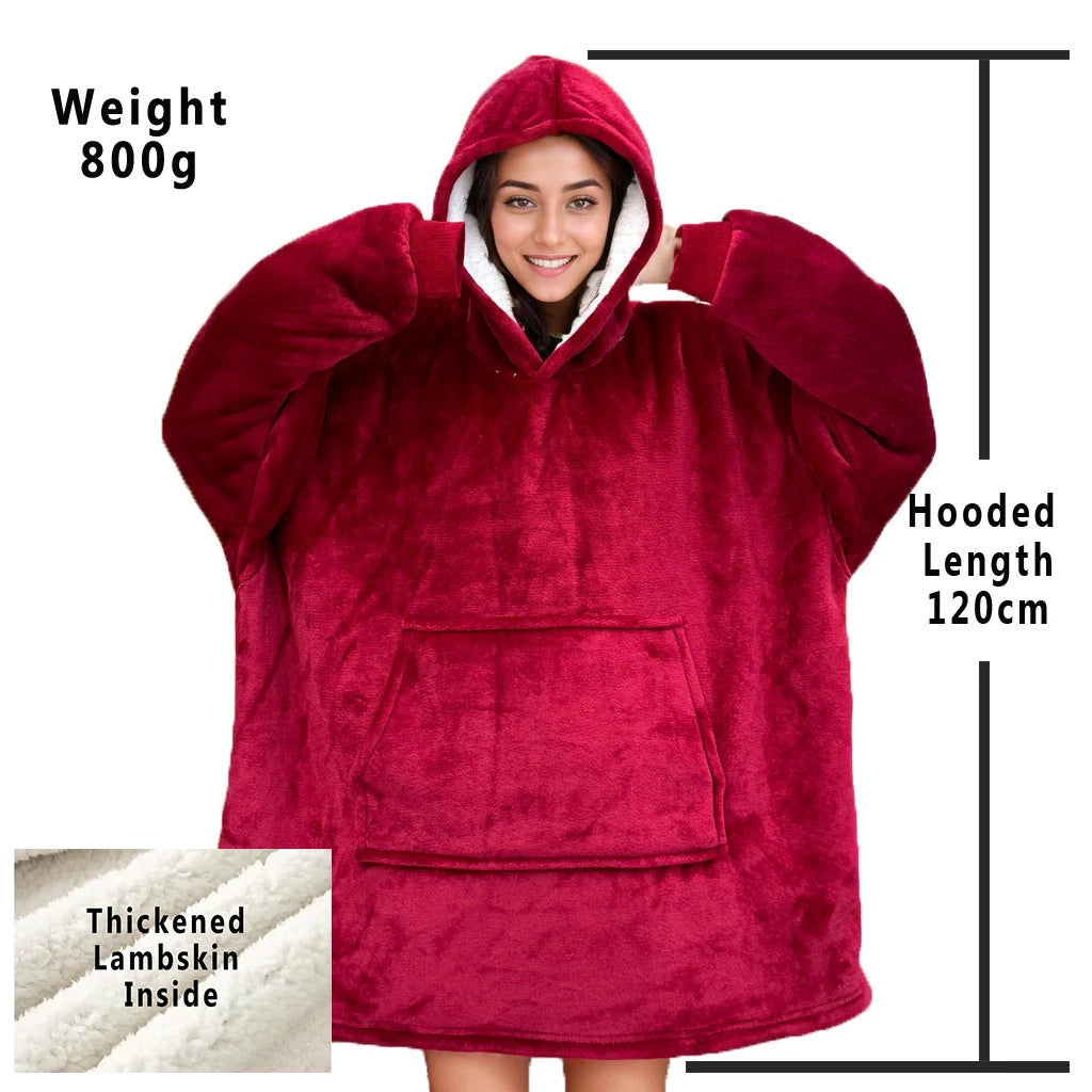 Winter Hoodies Sweatshirt Women Men Pullover Fleece Giant TV Oversized Blanket with Long Flannel Sleeves - Matrix Studios