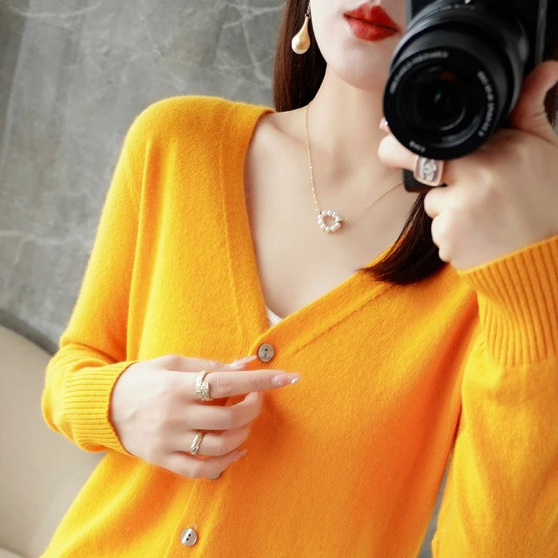 2026 New V-Neck Temperament Small Fragrant Wind Women Loose Sweater Coat Special Offer Cardigan ZHI D035 - Matrix Studios