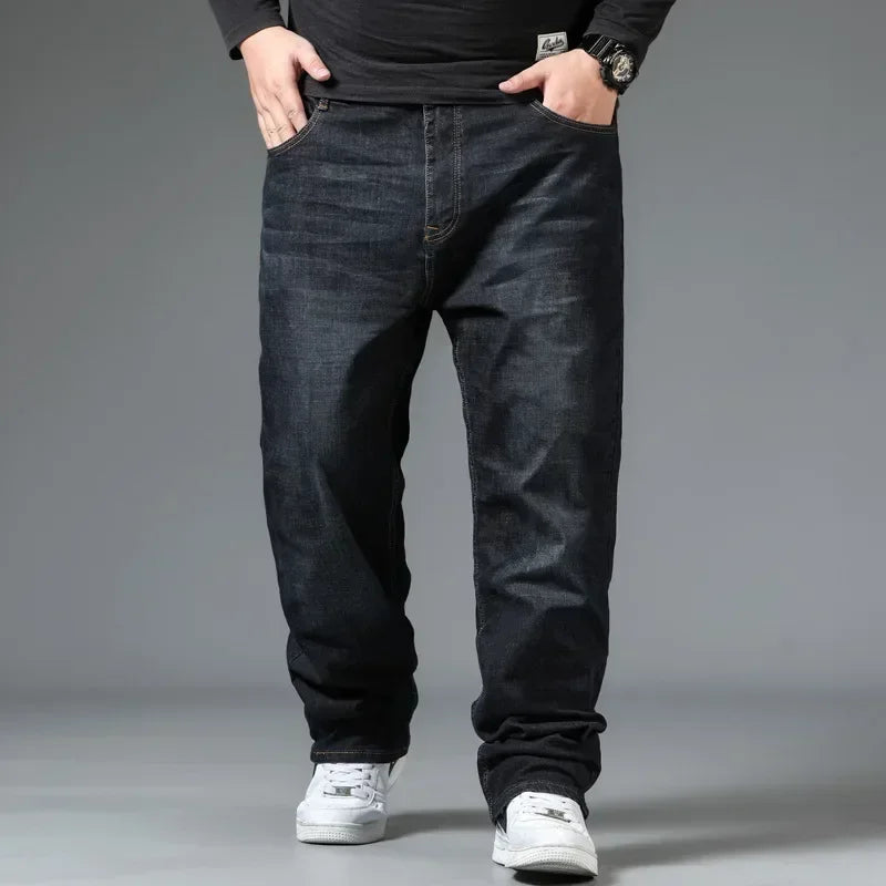Mens Large Size Black Jeans 10XL Oversize High Waist Loose Trousers Husband Plus Size Loose Denim Trousers Blue Male Denim Pants - Matrix Studios