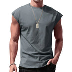 Men's Loose Short Sleeve T-Shirt round Neck Sleeveless Casual Breathable Summer Sports Basic Vest - Matrix Studios