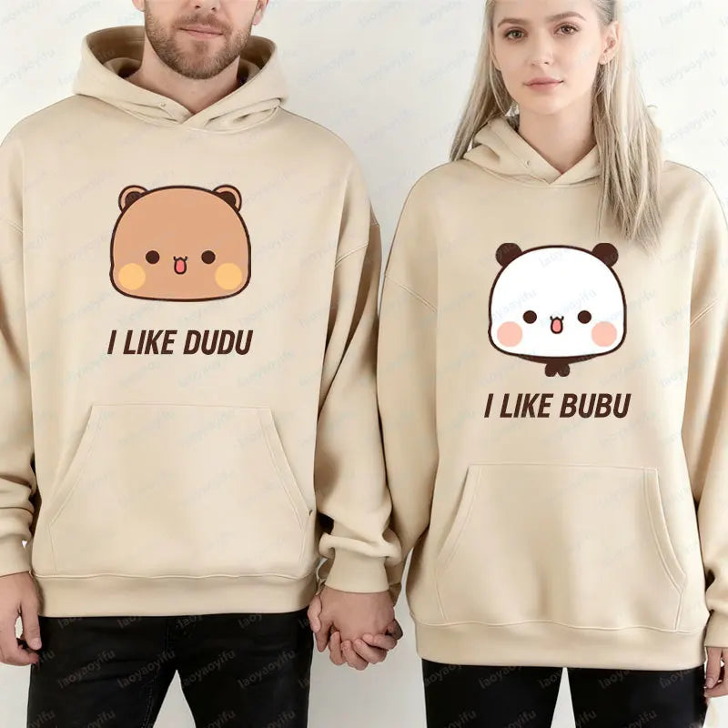I Like BuBu/Dudu Kawaii Matching Graphic Hoodie Panda Bear Bubu and Dudu Couples Sweatshirt Unisex Cartoon Hoody Couples Gift - Matrix Studios
