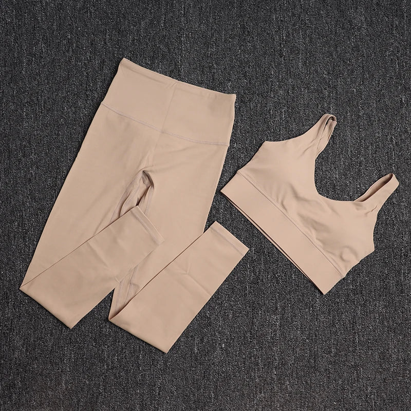 TRY TO BN Gym Sets Woman 2 Piece Sports Bra High Waisted Leggings Fitness Sportswear Women's Tracksuit Yoga Wear Workout Clothes - Matrix-studios.com