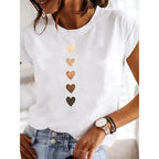 Y2k Love Heart Print Women Summer T Shirt Girl O Neck Funny Y2K Tops Tee Female 90s Casual Clothing - Matrix-studios.com