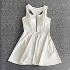 Tennis Skirt Casual Half Zipper Sports Fitness Dress Anti-Running High Waist Slim Golf Yoga Dress - Matrix-studios.com