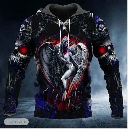 2023 New Men's Skull Hoodie Sweatshirts 3D print Head Pattern Hooded Pullover Autumn Fashion Casual Sweatshirt - Matrix Studios