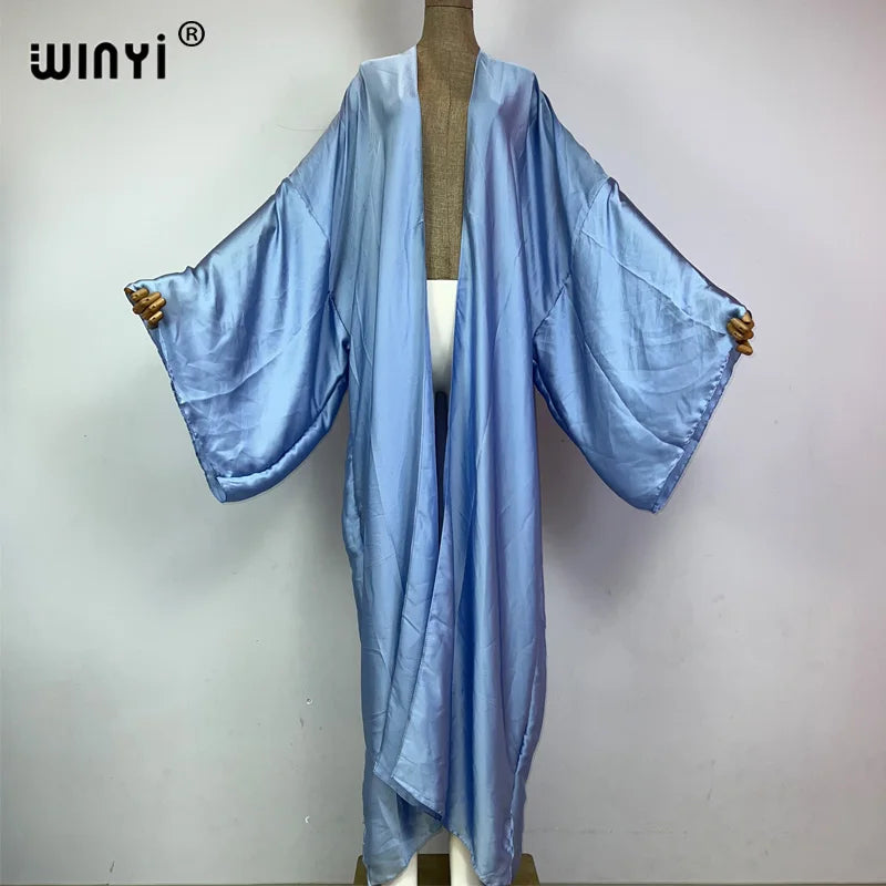 WINYI Kimono Boho Monocolour Kaftans Beach Wear Elegant Купальник Holiday Beach Outfits for Women Cover Ups Comfortable Dress - Matrix Studios