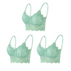 3PCS Women's Lace Bras Top Comfortable Bralette Solid Color Sexy Underwear Vest Female Hollow Out Wireless Lingerie Seamless Bra - Matrix Studios