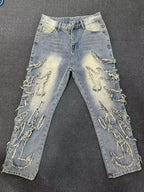 Men Baggy Aesthetic Streetwear Jeans Male Retro Fashion Wide Leg Denim Pants Graphic Embroidered Designer Hip Pop Denim Trousers - Matrix Studios