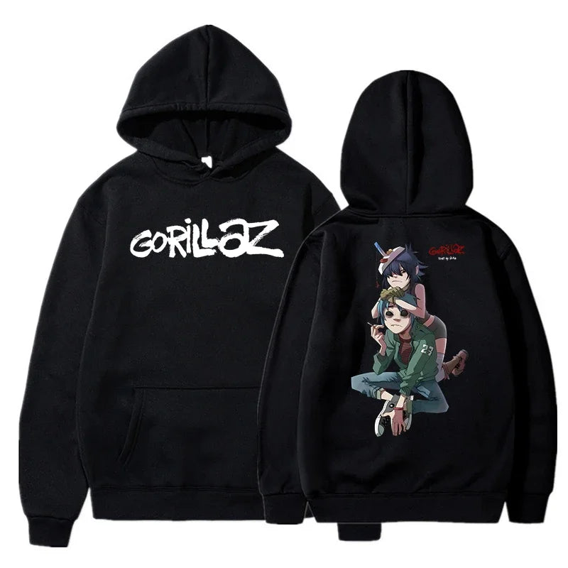 The Autumn and Winter Pullovers Long Sleeve Loose Soft Sweatshirt Streetwear Coat Gorillaz Printing Women and Men Hoode - Matrix Studios