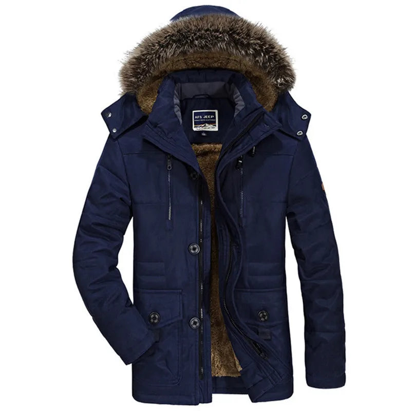 New Winter Men Hooded Fur Collar Long Down Jackets Overcoats Male Multiple Pockets Warm Parkas Quality Man Casual Chaquetas 7XL - Matrix Studios