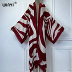 WINYI Kimono Zebra Print Cardigan Abaya Dubai Luxury Elegant Beach Outfits Long Coat Women Sexy Cotton Feeling Dress Kaftan - Matrix Studios