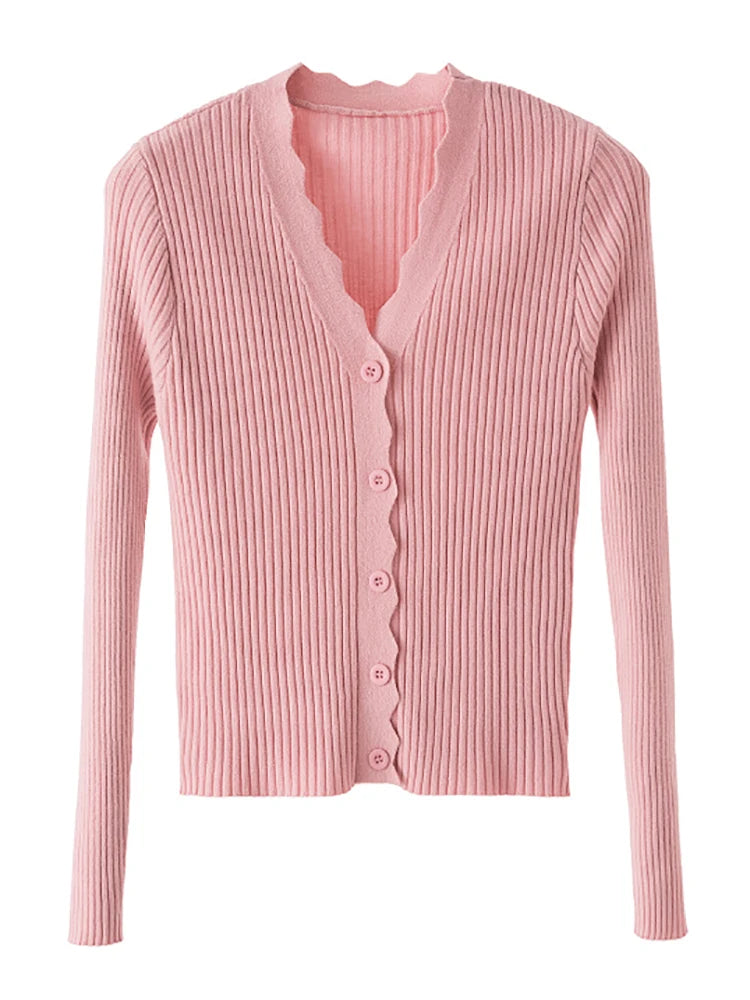 Sweater Knitted Cardigan Button Jacket 2023 Autumn Winter V-neck Long Sleeve Casual Tops For Women Sweater Green - Matrix Studios