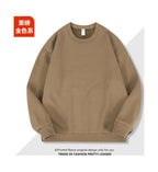 2026 Burgundy 500g Heavyweight Fleece-Lined Crew Neck Sweatshirt Unisex Autumn Winter Base Shirt Pullover Loose Top - Matrix Studios