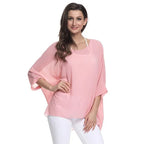 BHflutter White Blouse Shirt Women Fashion Batwing Casual Summer Tops Tees Ladies Print Chiffon Blouses Streetwear Plus Size - Matrix-studios.com