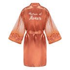 Caramel Wedding Bride Bridesmaid Robes Dressing Gown Sexy Women Bathrobe Night Shirts Short Women Kimono Mesh Sleeve - Matrix-studios.com