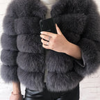 High Quality Fur Coat Women 100% Real Fox Fur Jacket Women's Fall/Winter Luxury Short Natural Fox Fur Coat Leather Jacket - Matrix Studios