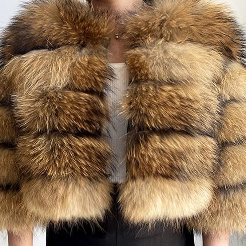 High Quality Fur Coat Women 100% Real Fox Fur Jacket Women's Fall/Winter Luxury Short Natural Fox Fur Coat Leather Jacket - Matrix Studios