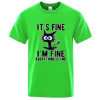 Men's High Quality T-shirt Cotton Blend Funny Cool Cat Printed T-shirt Casual Men Short Sleeve T-shirt for Men T-Shirt Male Top - Matrix Studios
