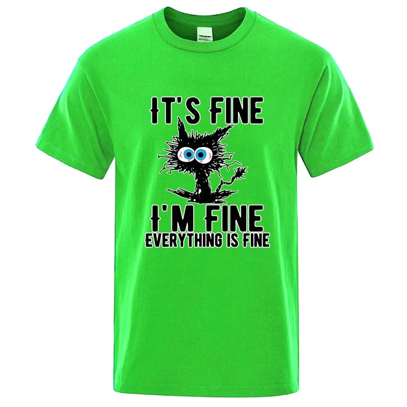 Men's High Quality T-shirt Cotton Blend Funny Cool Cat Printed T-shirt Casual Men Short Sleeve T-shirt for Men T-Shirt Male Top - Matrix Studios