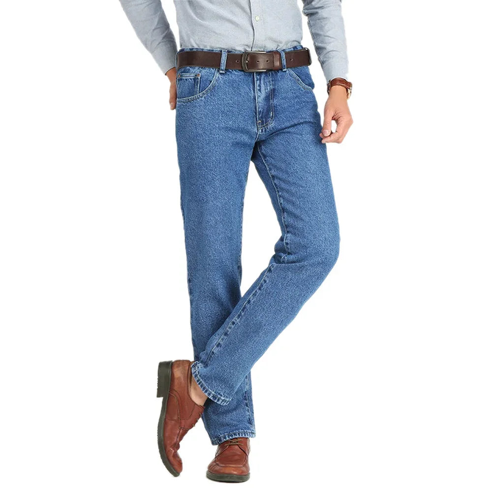 Men Business Jeans Classic Spring Autumn Male Cotton Straight Stretch Brand Denim Pants Summer Overalls Slim Fit Trousers 2021 - Matrix Studios