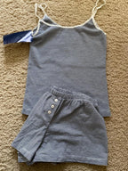 Strawberry Vest Shorts 2 Pieces Set Woman Eyelet Bow Slim Tank Top with Elastic Waist Patchwork Straight Short Pant Sweet Sets - Matrix-studios.com