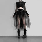 Sexy Net Yarn High-Waisted Irregular Skirt for Women Summer New European and American Gothic Style Versatile Casual Skirts - Matrix-studios.com