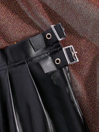 Sexy PU Leather Pleated Skirt Women Solid Basic Mini Skirt Low Waist Skirt Female Nightwear Micro Bikini Skirts Nightclub Skirts - Matrix-studios.com