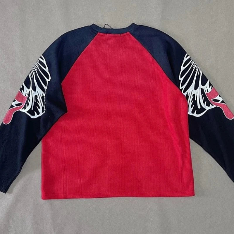 Waffle Washed Wax Printed SATOSHI NAKAMOTO SN Racing Long Sleeve T‑shirt High Quality Tops Men Women Casual Tee - Matrix-studios.com