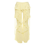 Cover-ups Ruffle Pants Summer Women Beach Wear White Cotton Tunic Mesh Pants Sarong Wrap Skirt Swimsuit Cover Up - Matrix Studios