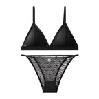 Women Triangle Bra and Panties Set Sheer Floral Lace Bralette Low-Rise Briefs Sexy Lingerie Set Removable Pads Ladies Underwear - Matrix-studios.com